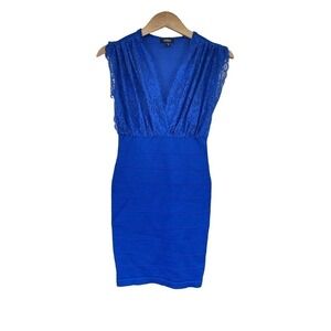 XOXO Y2K Juniors S Cobalt Blue Sleeveless Textured Lace Cutout Bandage Dress